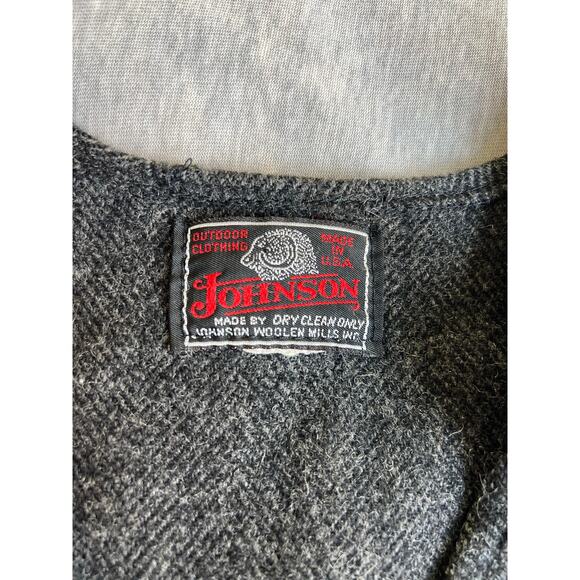 JOHNSON WOOLEN MILLS TWO POCKET WOOL VEST gray mens small classic vintage look - Picture 3 of 4